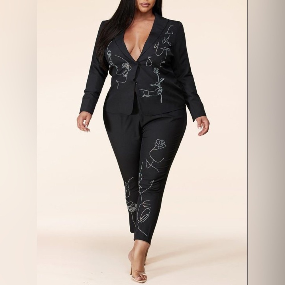 Rhinestone Art Blazer Set